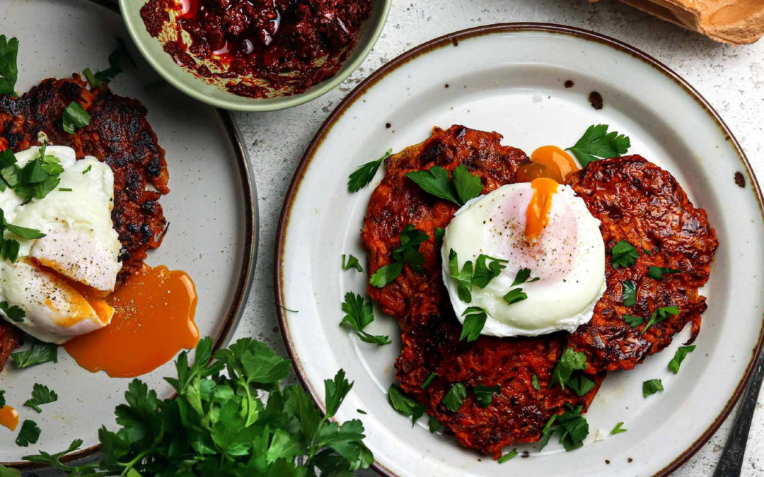 Sweet potato cakes with poached eggs!